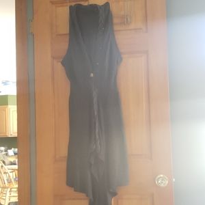 Charcoal Grey Knitted, Braided Sleeveless Coverup